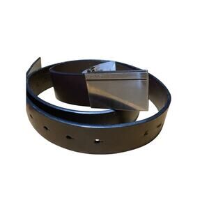 Calvin Klein Mens Belt Dark Brown Leather Plaque Buckle Size 34 / 1.25”